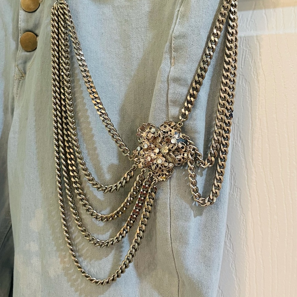 Express Hip Layered Pants Chain Chrome/ Silver